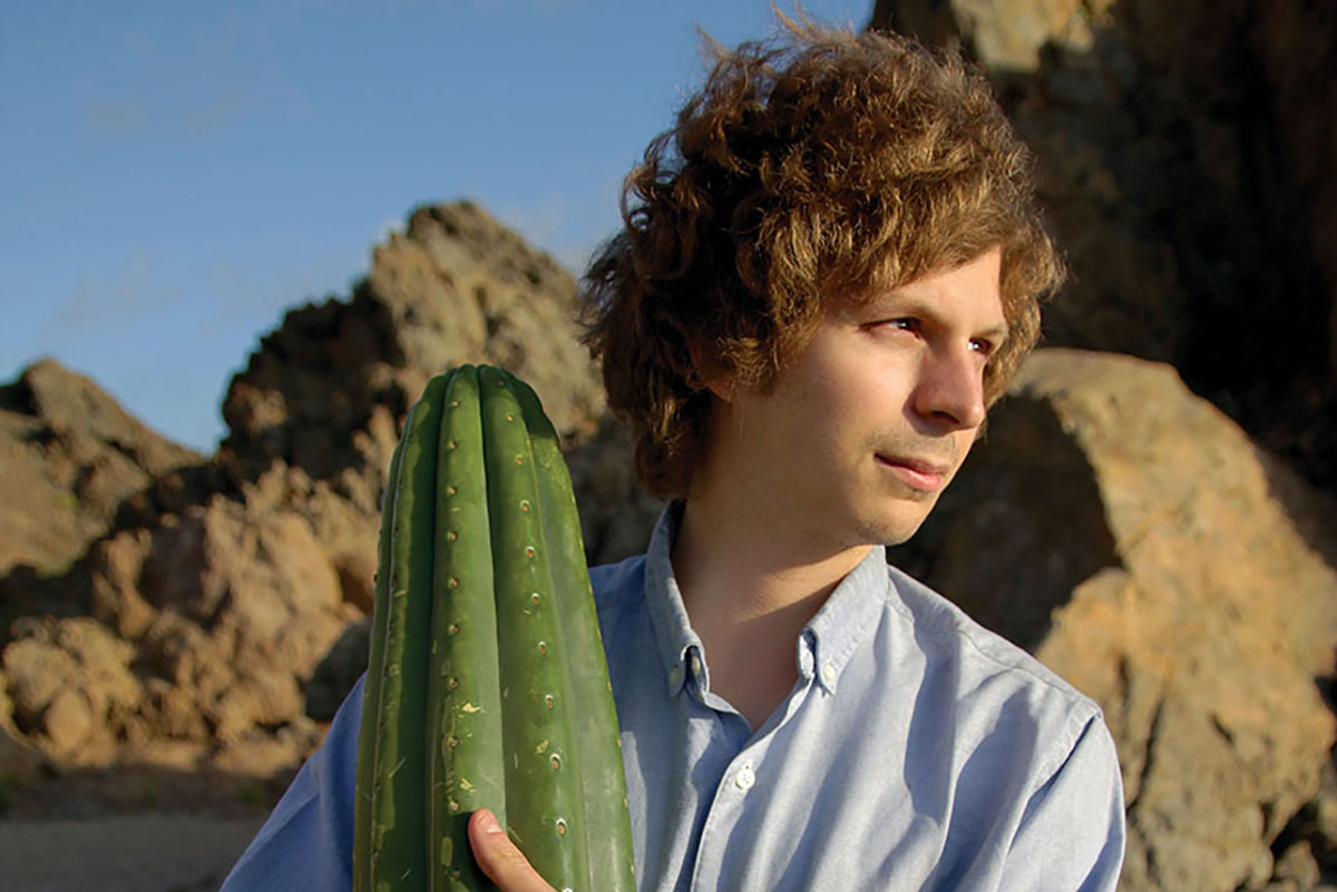 Michael Cera as Jamie clutching a San Pedro cactus, the object of his character’s quest in the film "Crystal Fairy." (Photo courtesy of Diroriro Production Company.)