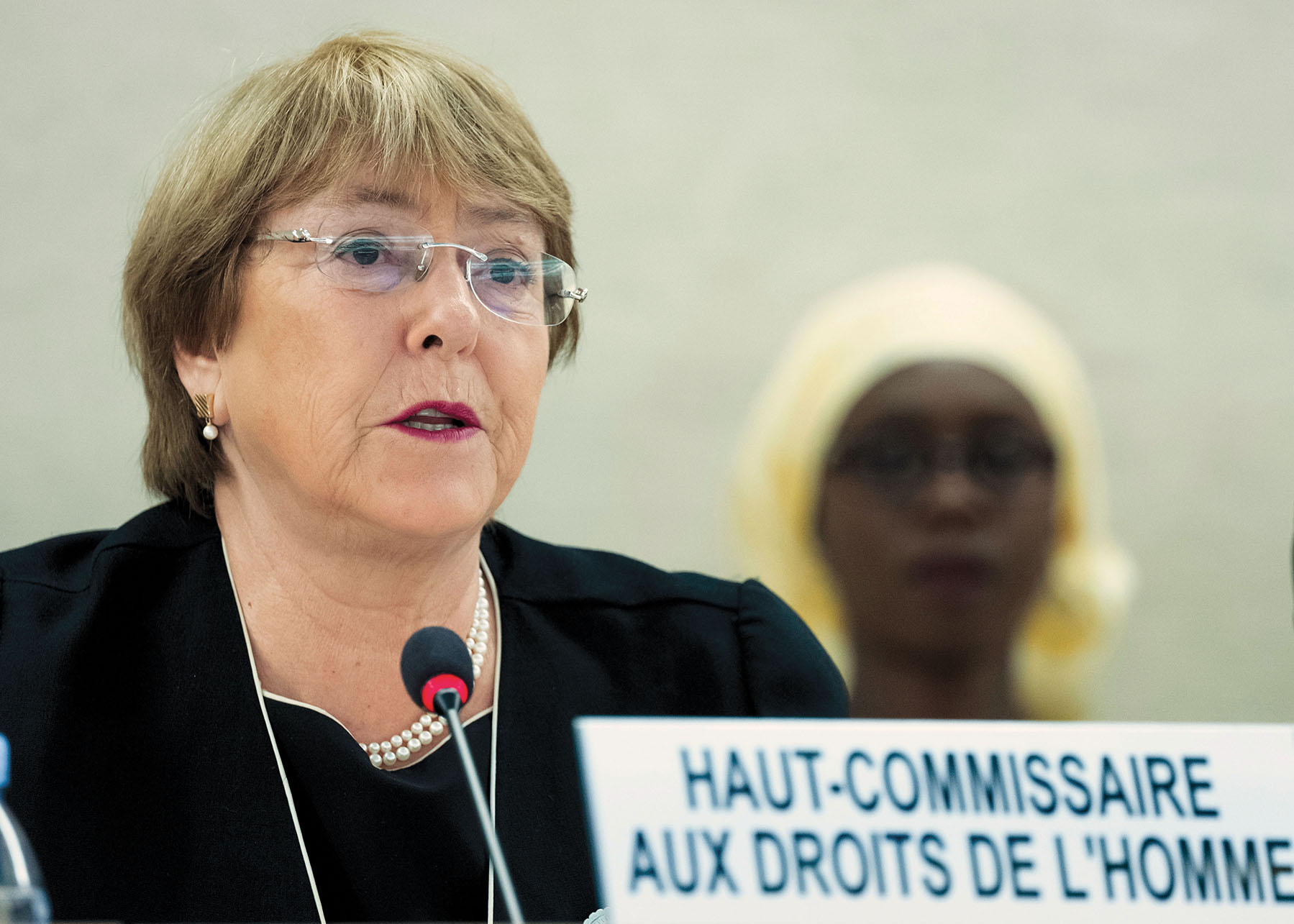 Michelle Bachelet speaks before the United Nations Human Rights Council, September 2018. (Photo by Violaine Martin.)