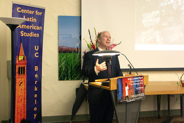 Journalist Mark Danner traced the catastrophic consequences of the Haitian earthquake of 2010 in part to the country's troubled history of alternating periods of instability and repression. Journalist Mark Danner speaking at CLAS