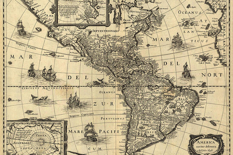 A historical map of the Americas