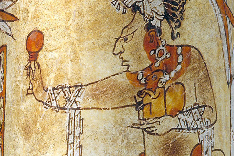 Maya red vase 