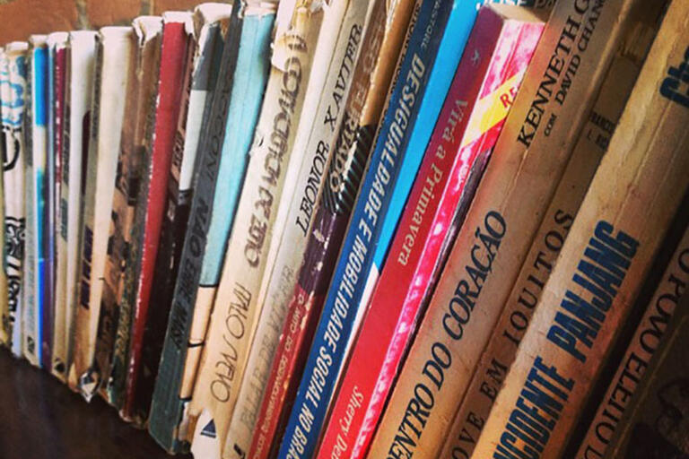 Books in Portuguese. (Photo by Mark Hillary.)
