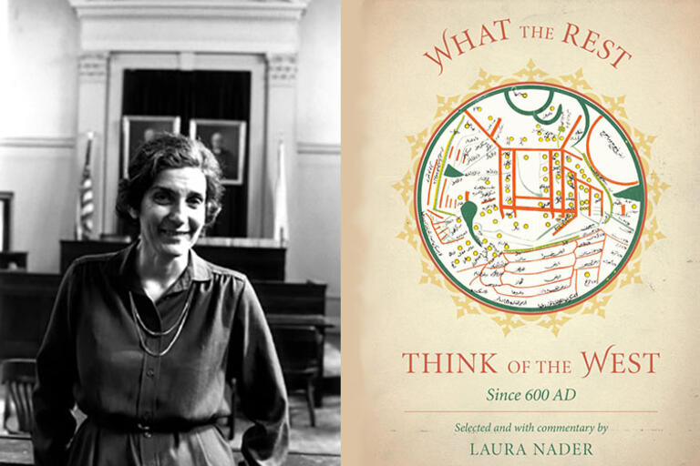 Laura Nader with the cover of one of her books. Laura Nader with the cover of one of her books.