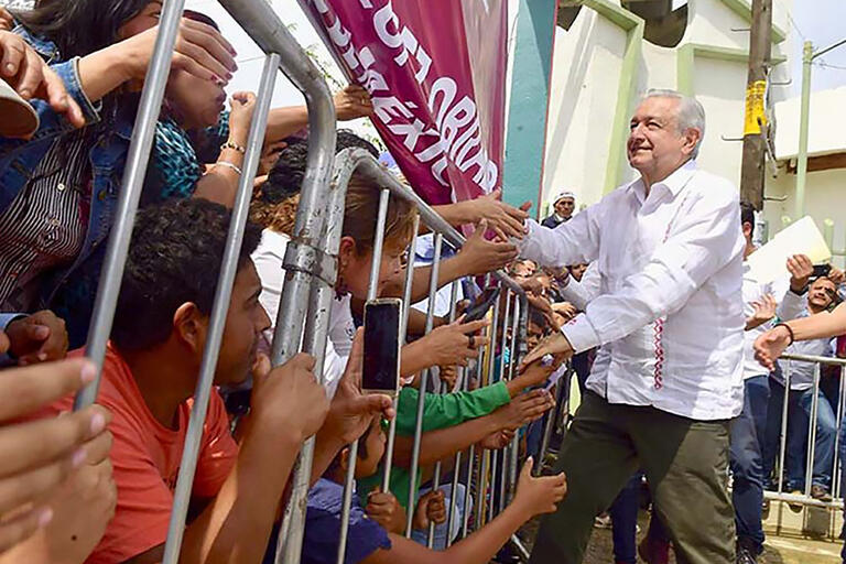 Andrés Manuel López Obrador, President of Mexico, greets supporters in August 2019. (Photo courtesy of the Presidencia de la República Mexicana.)