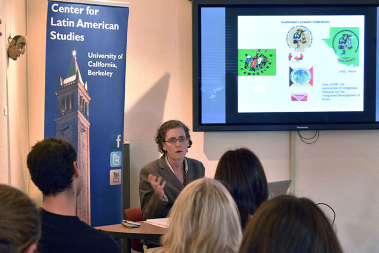 Liza Grandia talking about Indigenous communities and environmental protection in Guatemala