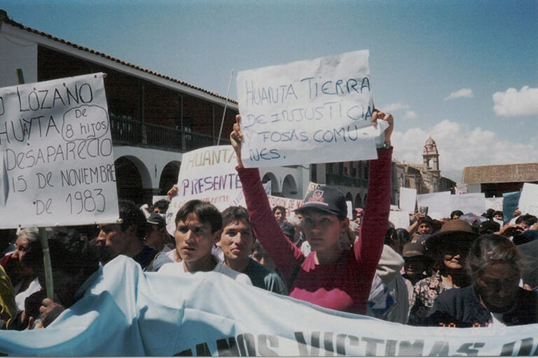 Families of the disappeared demonstrate in Ayacucho, Peru, 2003. (Photo by Santiago Stucchi.) Families of the disappeared demonstrate in Ayacucho, Peru, 2003.