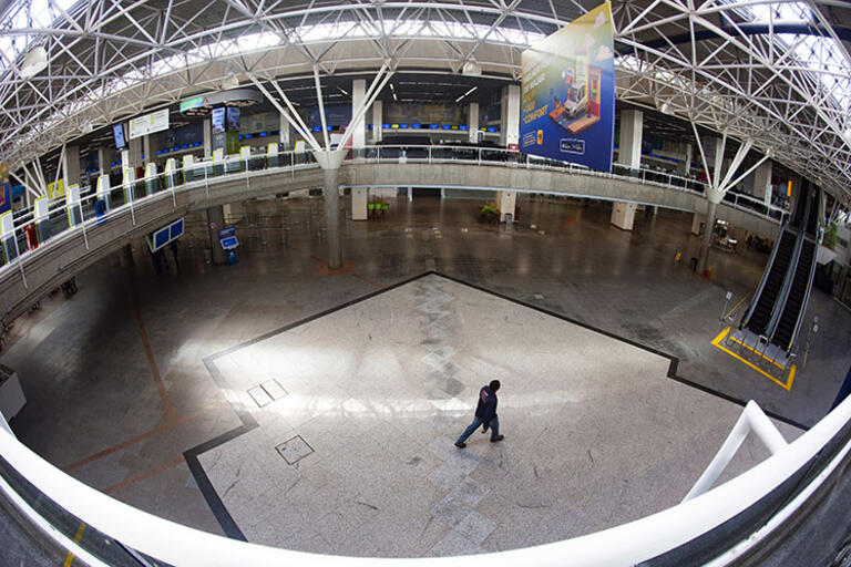Brasilia's empty international airport, April 2020. (Photo by Leopoldo Silva/Agência Senado.) Brasilia's empty international airport, April 2020