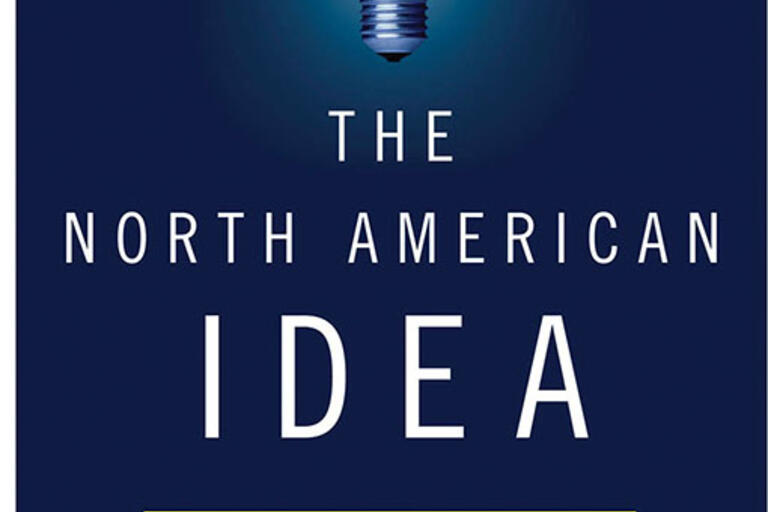 The cover of The North American Idea, by Robert Pastor: a lightbulb with a map of North America in it. (Image courtesy of Oxford University Press.)