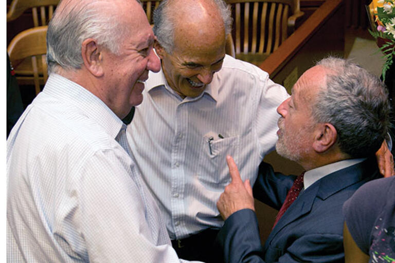 Ricardo Lagos, Harley Shaiken, and Robert Reich at a talk for CLAS, September 2012. (Photo by Jim Block.)