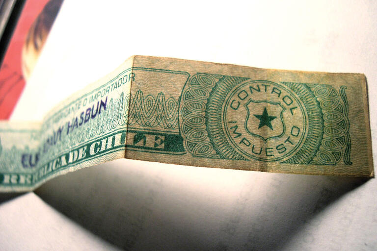 The ribbon of a Chilean tax stamp. (Photo by Matías Aros Márza.)