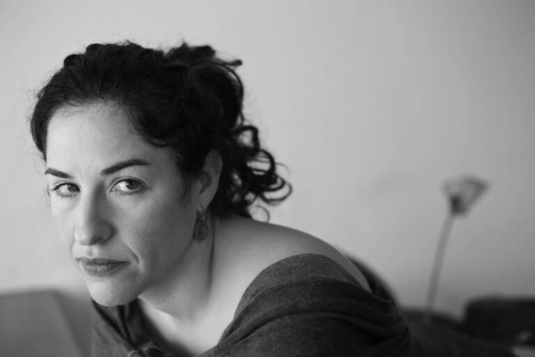 Black and white portrait of Guadalupe Nettel