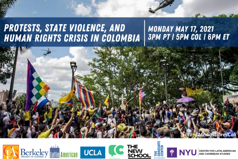Protests, State Violence, Human Rights and Social Crisis in Colombia poster Photo of protests in Colombia