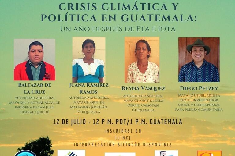 Event’s flyer Event’s flyer in Spanish, green with photos of the four speakers and logos of the cosponsors at the bottom