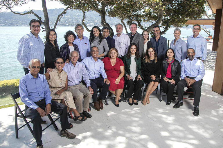 2017 Futures Forum Participants. (Photo by Jim Block.) Group of people in front of a bay view