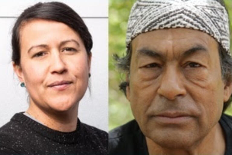 Headshots of Natalie Diaz and Ailton Krenak
