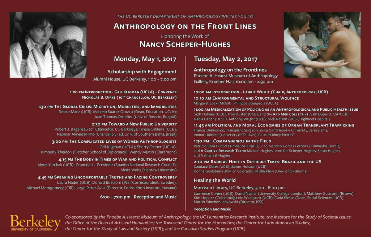 Poster Anthropology on the Front Lines Honoring the Work of Nancy Scheper-Hughes