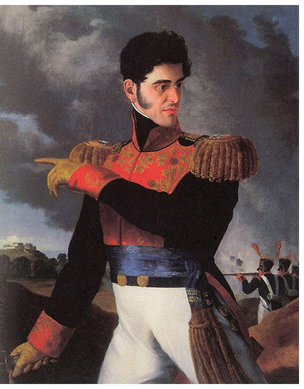 A portrait of Mexican general Antonio López de Santa Anna in uniform. (Painting by Carlos Paris.)