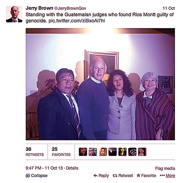 California governor Jerry Brown tweeted a photo of his meeting with the judges. (Image courtesy of Jerry Brown.)
