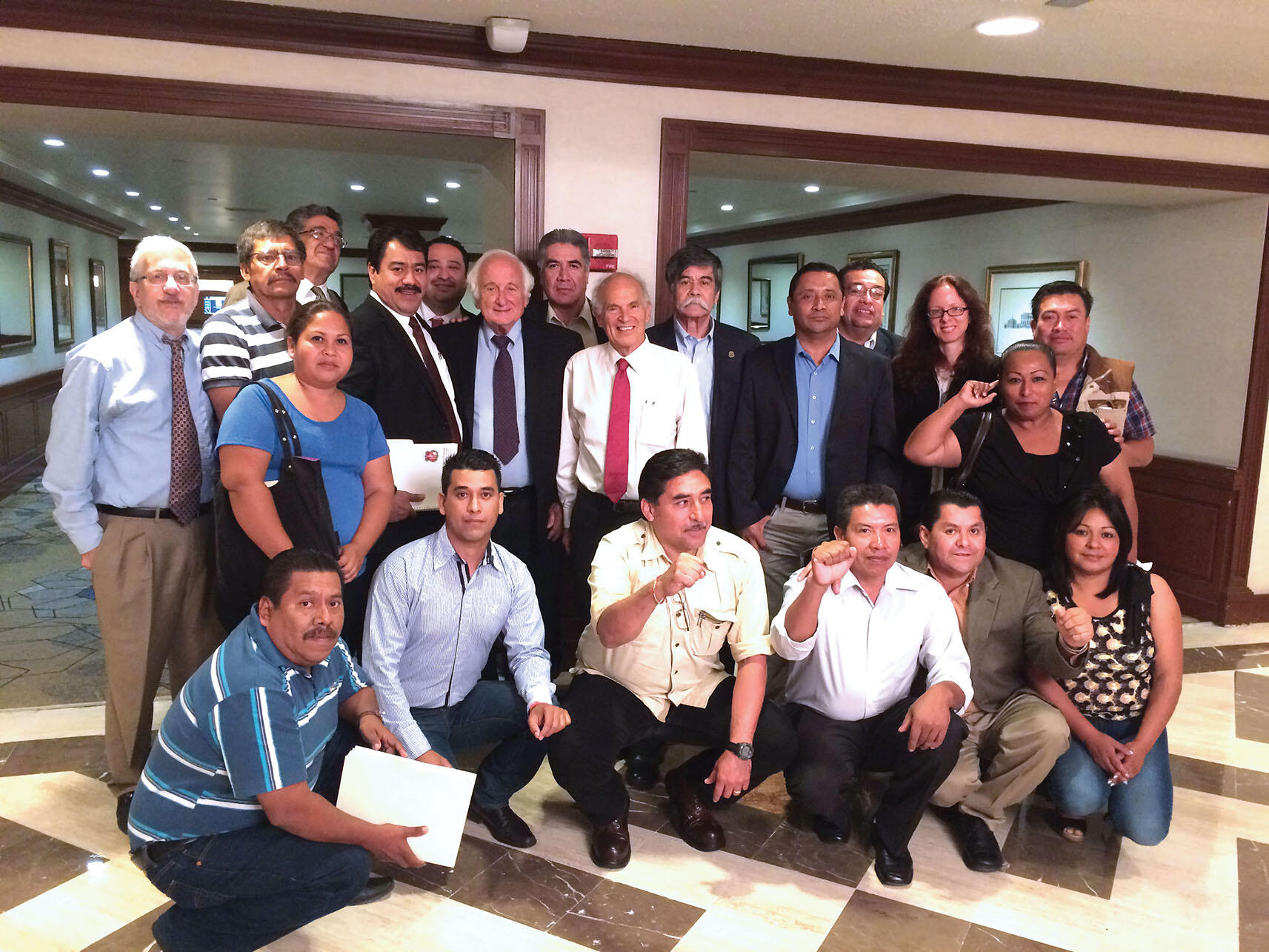 A group of independent Mexican labor leaders meet with Congressman Sander Levin and Harley Shaiken in Mexico City. (Image courtesy of Sander Levin.)