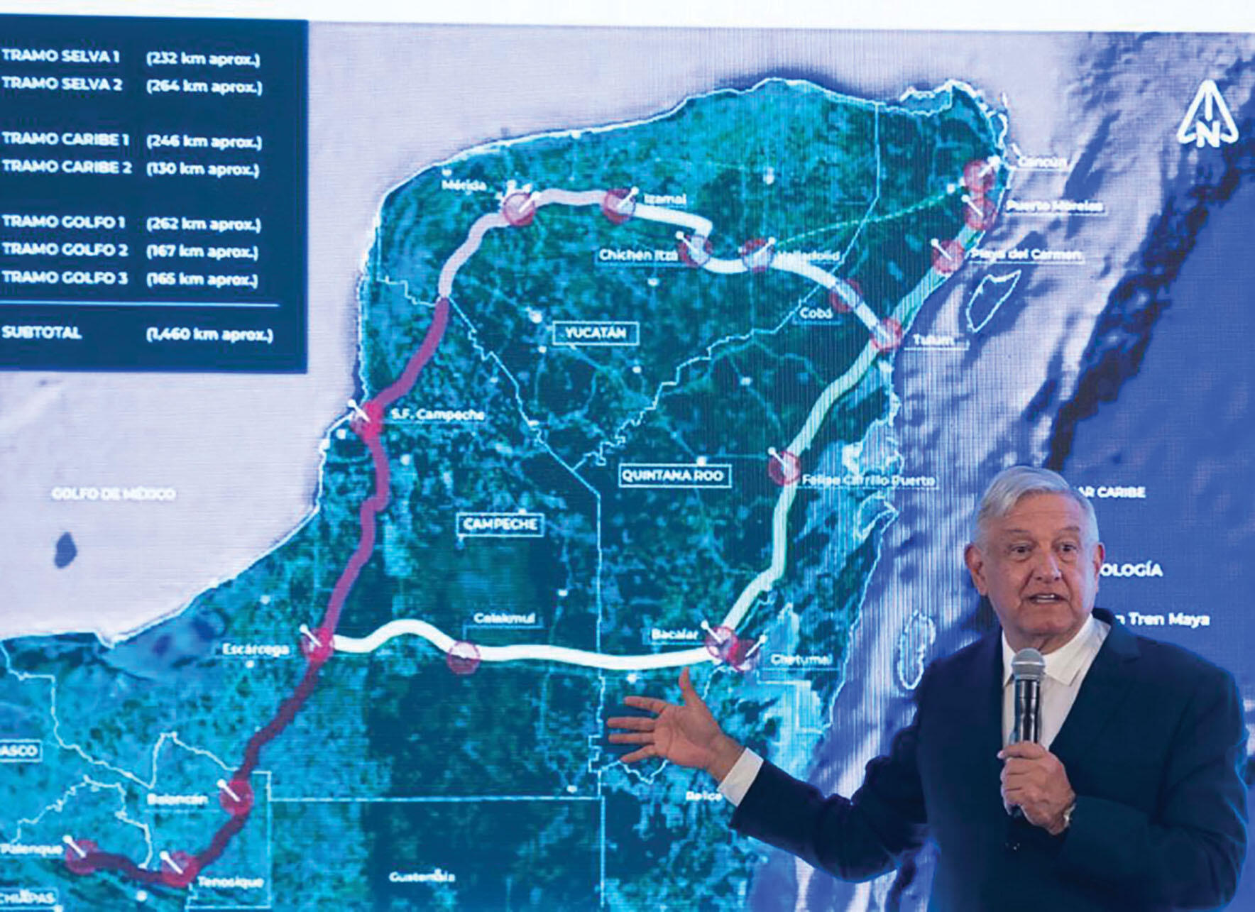 López Obrador discusses plans for the Tren Maya. (Photo courtesy of the Presidencia de la República Mexicana.)