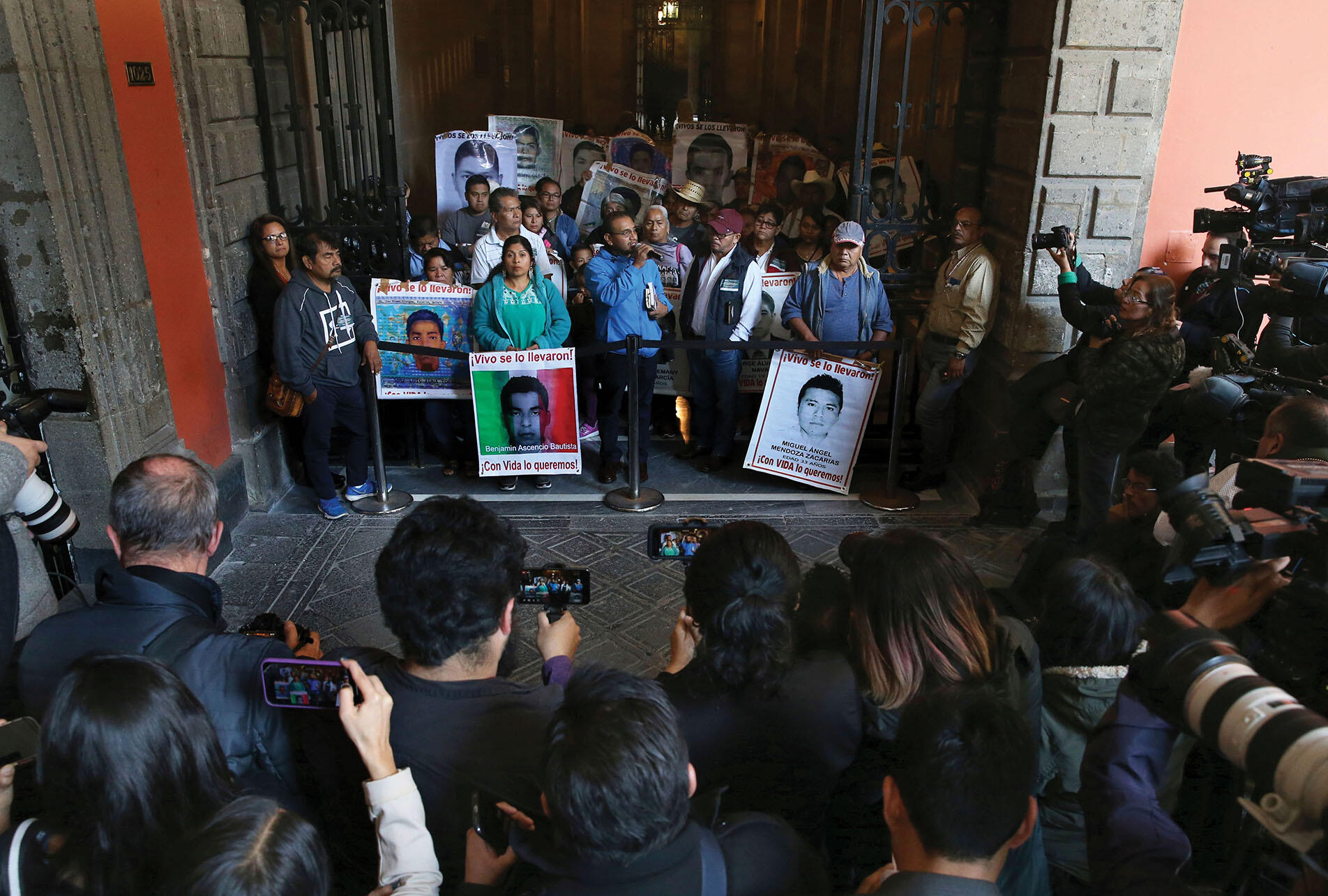 Families of Ayotzinapa’s 43 missing students demand justice in Mexico City,  January 2020. (Photo by Marco Ugarte/AP Photo.)